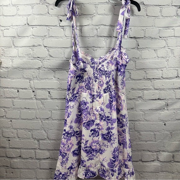 Aqua Lightweight Smocked Back Dress Tie Shoulders Floral XL Fits Like L NWT - Picture 3 of 10
